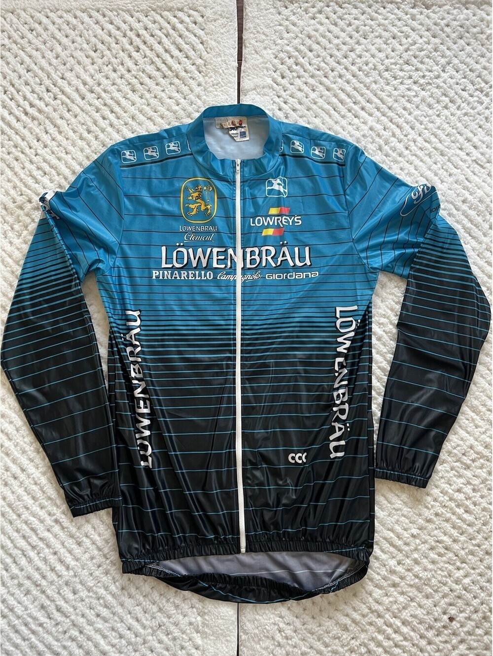 Lowenbrau Giordana Cycling Jersey Menโs Size XL Blue Vintage 1990s